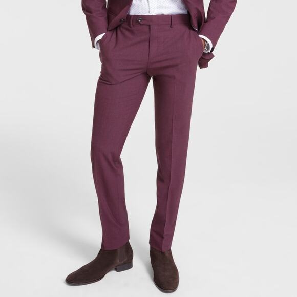 Bar III Men S Slim-Fit Wool Blend Stretch Dress Pants Berry Red 30x32 $175 - Picture 2 of 9
